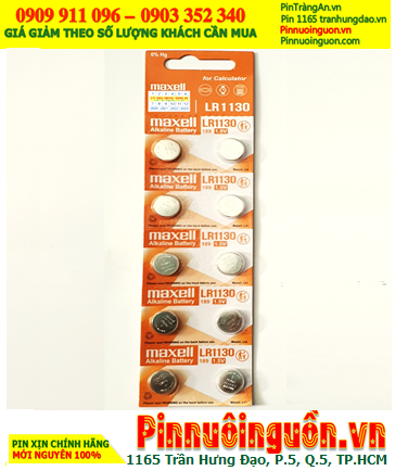 COMBO 01vỉ=10viên Pin Maxell LR1130 AG10 189 Alkaline 1.5v _Giá 39.000đ/ Vỉ 10viên