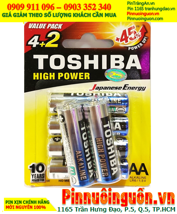 Toshiba LR6GCP BP6-2FPV; Pin AA 1.5V Alkaline Toshiba LR6GCP BP6-2FPV _Loại Vỉ 6viên