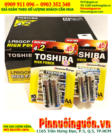 COMBO 01HỘP 12vỉ Pin AA 1.5v Alkaline Toshiba LR6GCP BP6-2FPV (Loại Vỉ 6vien)_ Giá 492.000đ/Hộp 72viên