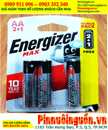 Energizer E91 /LR6; Pin AA 1.5v Alkaline Energizer E91/LR6 (Xuất xứ Singapore) /Loại Vỉ 3viên