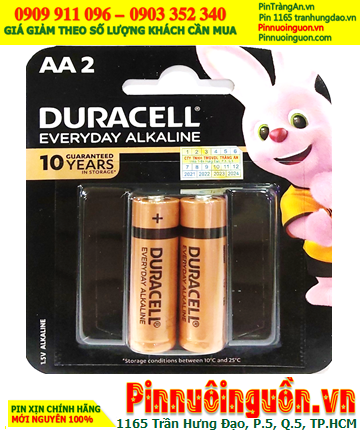 Duracell MN1500 LR6, Pin AA Duracell LR6 MN1500 Everyday Alkaline 1.5v chính hãng /Vỉ 2viên