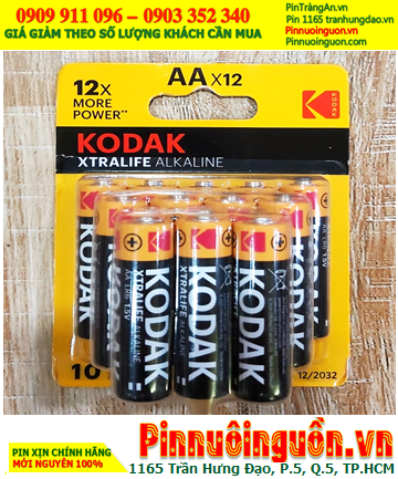 Pin KODAK LR6, Pin tiểu AA 1.5V alkaline KODAK LR6 chính hãng /Loại Vỉ 12viên