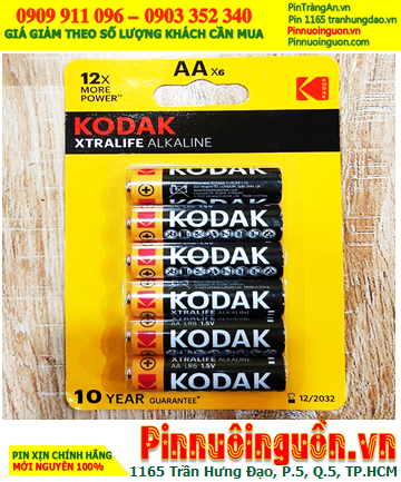 Pin KODAK LR6, Pin tiểu AA 1.5V alkaline KODAK LR6 chính hãng /Loại Vỉ 6viên