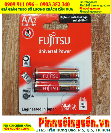 Fujitsu LR6-FU-W; Pin tiểu AA 1.5v Alkaline Fujitsu LR6-FU-W  chính hãng _Xuất xứ Indonesia /Vỉ 2viên