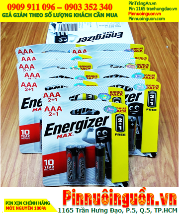 COMBO 1hộp12vỉ(=36viên) Pin Alkaline AAA 1.5v Energizer E92, LR03 (Loại vỉ 3viên) _Giá chỉ 432.000đ/Hộp