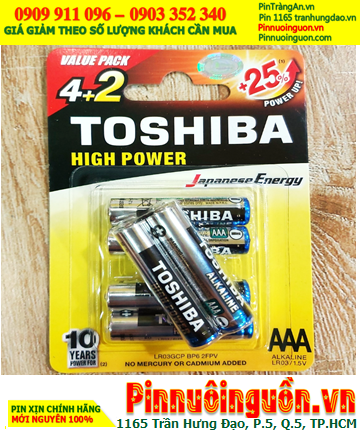 Toshiba LR03GCP BP6-2FPV; Pin AAA 1.5v Alkaline Toshiba LR03GCP BP6-2FPV chính hãng_ Vỉ 6viên