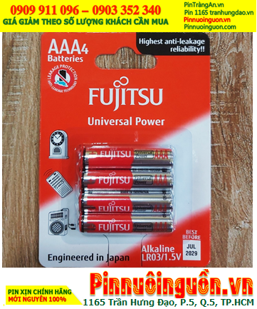 Fujitsu LR03-FU-W; Pin tiểu AA 1.5v Alkaline Fujitsu LR03-FU-W chính hãng _Xuất xứ Indonesia /Vỉ 4viên