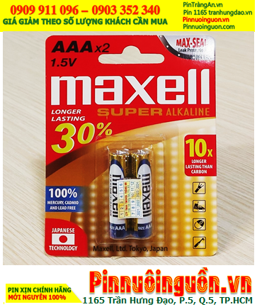 Maxell LR03(GD)2B, Pin AA 1.5v Maxell LR03(GD)2B Super Alkaline chính hãng _MẪU MỚI /Vỉ 2viên