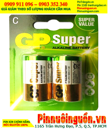 Pin GP14A-2U2, Pin trung C 1.5V Alkaline GP14A-2U2 Super Alkaline chính hãng |TẠM HẾT HÀNG