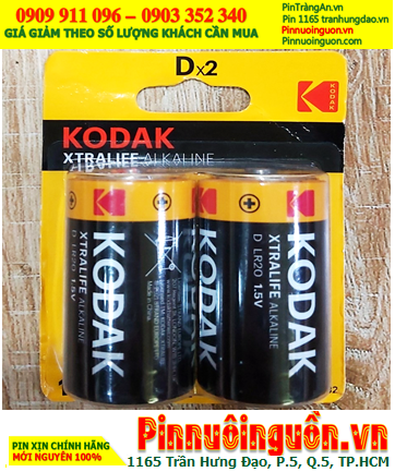 Pin KODAK LR20, Pin đại D 1.5v alkaline KODAK LR20 /MN1300-BP2 chính hãng (Loại vỉ 2viên)