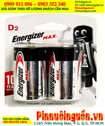 Pin Energizer E95-BP2, LR20; Pin đại D 1.5v Alkaline Energizer E95-BP2 /LR20 chính hãng (Loại vỉ 2viên)