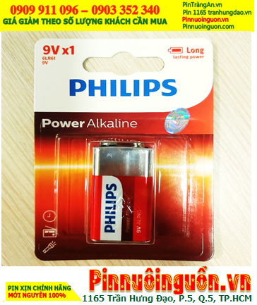 Pin Philips 6LR61P1B/97; Pin 9v Alkaline Philips 6LR61P1B/97 chính hãng |TẠM HẾT HÀNG