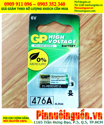 GP 4LR44, A544, 476A Pin đo sáng máy ảnh Alkaline 6v chính hãng (Loại Vỉ 1viên)