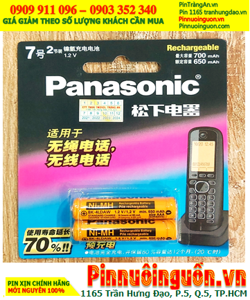 Panasonic BK-4LDAW; Pin sạc AAA 1.2v Panasonic BK-4LDAW (AAA650mAh) Cordless DECT _Vỉ 2viên