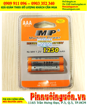 Pin sạc MP HR03 AAA1250mAh, Pin đũa sạc AAA 1.2v MP HR03 AAA 1250mAh chính hãng (Vỉ 2viên)