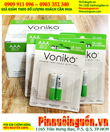 COMBO MUA 01 hộp Pin sạc AAA 1.2v Voniko HR03 AAA1000mAh _Giá chỉ 449.000/Hộp 10vỉ