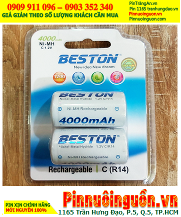 Beston C4000mAh C/R14, Pin sạc 1.2v Beston C4000mAh C/R14 (Nickel Metal Hydride) / Vỉ 2 viên