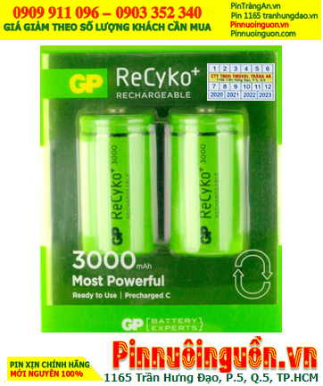 GP C3000mAh HR14; Pin sạc C 1.2v GP Recyko C3000mAh HR14 _Vỉ 2viên |HẾT HÀNG