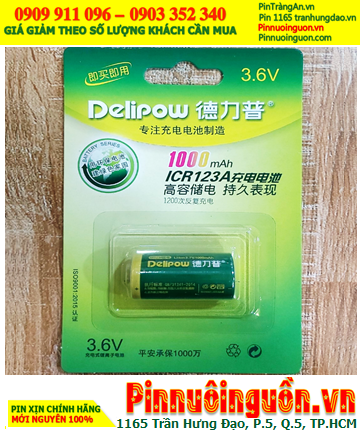 Delipow CR123A; Pin sạc 3.6v Lithium Delipow CR123A  1000mAh chính hãng _Bảo hành 01 tháng