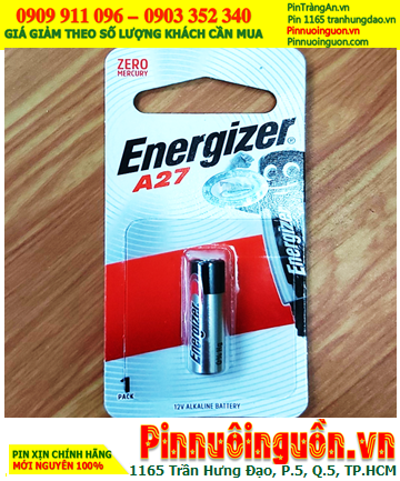 Pin Remote 12V; Pin điều khiển cửa 12v Energizer A27 Alkaline chính hãng (Loại vỉ 1viên)