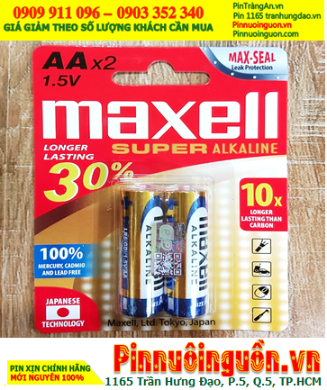 Maxell LR6(GD)2B, Pin AA 1.5v Maxell LR6(GD)2B Super Alkaline chính hãng _MẪU MỚI /Vỉ 2viên