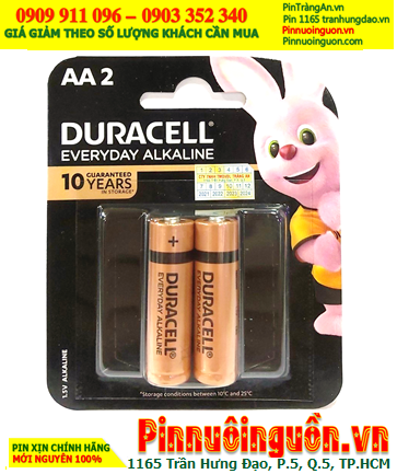 Duracell MN1500 LR6, Pin AA Duracell LR6 MN1500 Everyday Alkaline 1.5v chính hãng /Vỉ 2viên