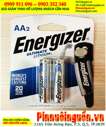 Energizer L91-BP2; Pin Lithium AA Energizer L91-BP2 chính hãng (Xuất xứ Singapore) Loại Vỉ 2viên