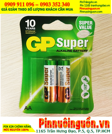 GP SUPER 15A-2U2; Pin AA 1.5v Alkaline GP SUPER 15A-2U2 chính hãng (Loai Vỉ 2viên)