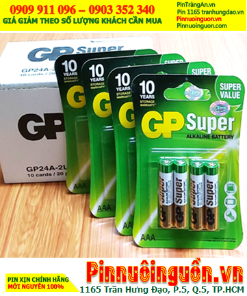 COMBO 01 HỘP (10 Vỉ 40viên) Pin AAA 1.5v Alkaline GP SUPER 24AUOK-U4 _Giá Chỉ 429.000đ/ Hộp