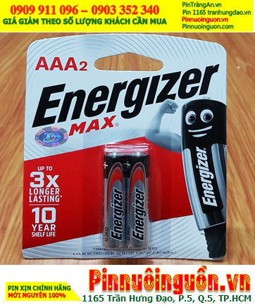 Energizer E92_BP2, LR03; Pin AAA 1.5v Alkaline Energizer E92-BP2 chính hãng (Xuất xứ Singapore) Vỉ 2viên