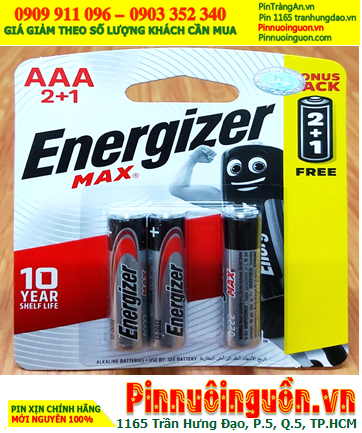 Energizer E92, LR03; Pin AAA 1.5v Alkaline Energizer E92, LR03 chính hãng (Xuất xứ Singapore) Vỉ 3viên