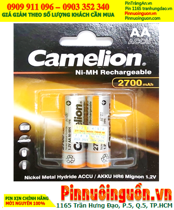 Camelion NH-AA2700BP2; Pin sạc AA 1.2v Camelion NH-AA2700BP2 (AA2700mAh) /Vỏ màu cam  _Vỉ 2viên