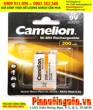 Camelion NH-9V200BP1; Pin sạc 9v Camelion NH-9V200BP1 (Vỏ màu cam) chính hãng /Vỉ 1viên