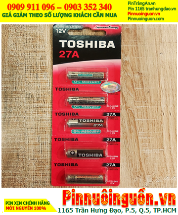 COMBO  1Vỉ 5viên Pin 12v Alkaline Toshiba A27 A27 (27A,A27S,27AE, LR27, DL27) _Giá chỉ 99.000đ/ Vỉ 5viên