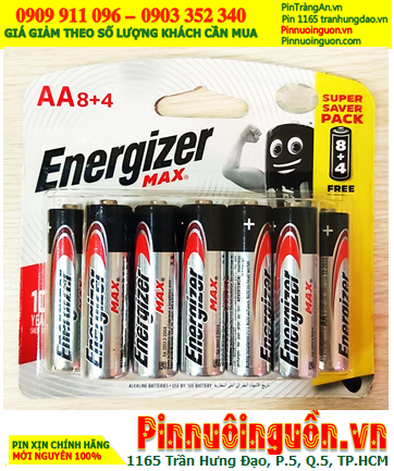 Pin Energizer E91 BP12; Pin AA Alkaline 1.5v Energizer E91 BP12 (LR6)-Made in Singapore | Vỉ 12viên