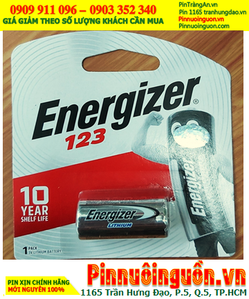 Pin CR123A, CR17345; Pin Energizer CR123A, CR17345 Lithium 3v (Loại Vỉ 1viên)