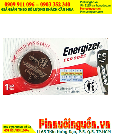 Energizer ECR2025; Pin đồng xu 3v lithium Energizer CR2025/ ECR2025 chính hãng