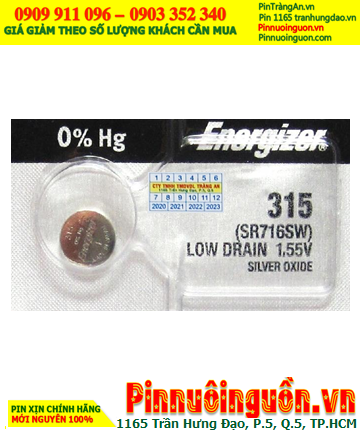 Pin SR716SW _Pin 315; Pin đồng hồ Energizer SR716SW 315 Silver Oxide 1.55v _Made in USA| HẾT HÀNG