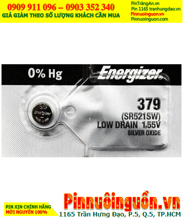 Pin SR521SW _Pin 379; Pin đồng hồ Energizer SR521SW 379 Silver Oxide 1.55v _Made in USA