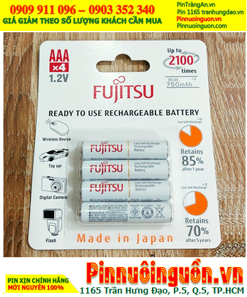 Fujitsu HR-4UTCEX(4B); Pin sạc AAA 1.2v Fujitsu HR-4UTCEX(4B) Type 800mAh (Min 750mAh) Japan _Vỉ 4viên