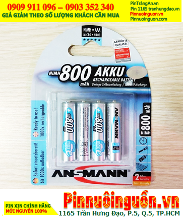 Ansman HR03 AAA800mAh; Pin sạc AAA 1.2v Ansman AAA800mAh-BL4 chính hãng (Loại Vỉ 4viên)