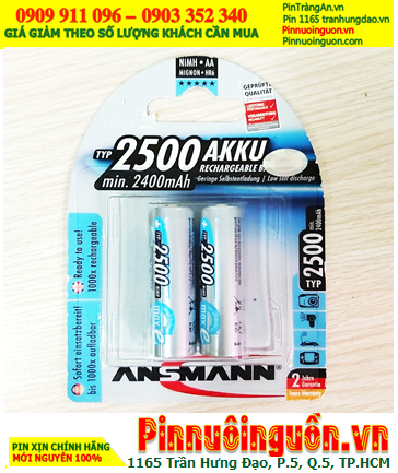 Ansman AA2500mAh; Pin sạc AA 1.2v Ansman maxE-1.2v AA2500 BLue-BL2 (Loại vỉ 2viên)