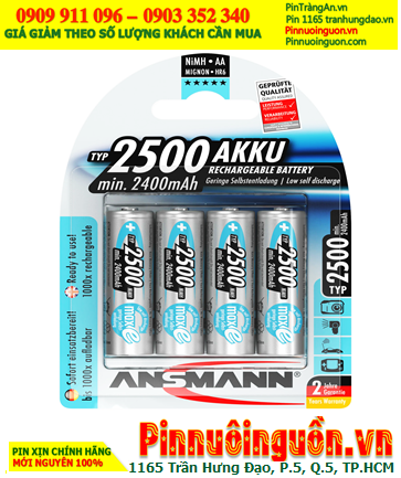 Ansman AA2500mAh; Pin sạc NiMh AA 1.2v Ansman AA2500mAh Mignon chính hãng (Loại vỉ 4viên)