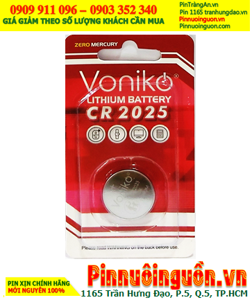 Voniko CR2025 _Pin đồng xu 3v lithium Voniko CR2025 chính hãng (Loại vỉ 1 viên)