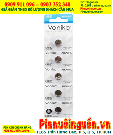 Voniko AG10, LR1130 _Pin cúc áo 1.5v Alkaline Voniko AG10, LR1130 (Loại vỉ 5viên)