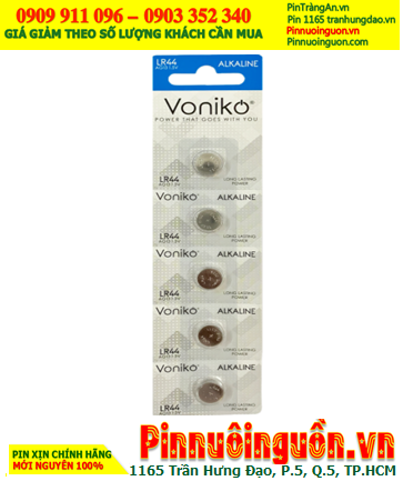 Voniko AG13, LR44 _Pin cúc áo 1.5v Alkaline Voniko AG13, LR14 (Loại Vỉ 5viên)