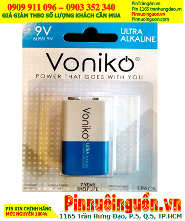 Voniko 6LR61 _Pin vuông 9v Alkaline Voniko 6LR61 chính hãng (Loại vỉ 1viên)