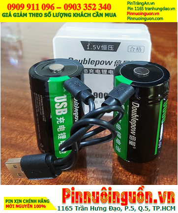 DoublePow HR20 D9000mWh, Pin sạc D 1.5v cổng USB DoublePow HR20 D9000mWh /Hộp 2viên kèm Cáp sạc