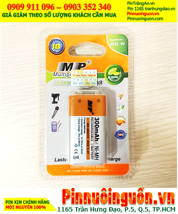 MP 6F22-300mAh _Pin sạc 9v vuông MP 6F22-300mAh chính hãng (Loại Vỉ 1viên)