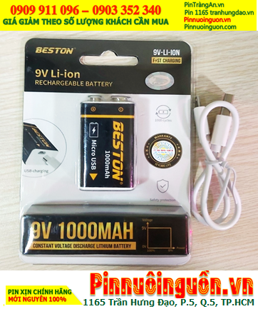 Beston 9VM-10CV, Pin sạc 9v lithium Beston 9VM-10CV (9v 1000mAh) - cổng sạc USB